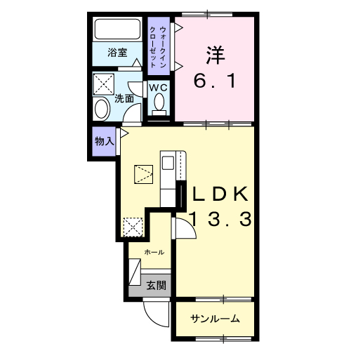 アーベイン西町(1LDK/1階)の間取り写真