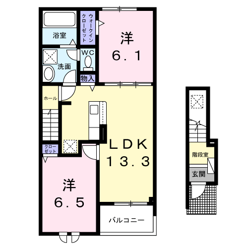 アーベイン西町(2LDK/2階)の間取り写真