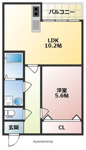 SUNMARK横浜(1LDK/3階)の間取り写真