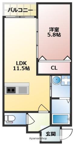 SUNMARK横浜(1LDK/2階)の間取り写真