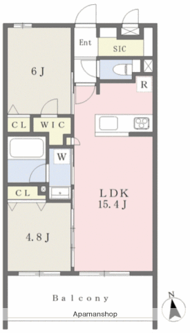 LOCRAS ATAGO(2LDK/5階)の間取り写真