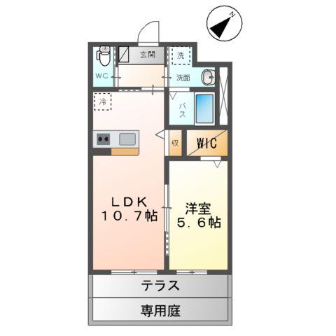 カーサ・グラン 伊都(1LDK/1階)の間取り写真