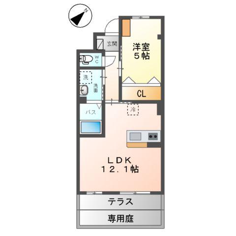 カーサ・グラン 伊都(1LDK/1階)の間取り写真