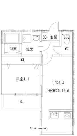 フォレスト横浜(1DK/3階)の間取り写真