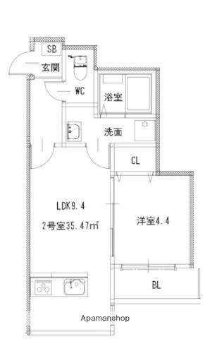 フォレスト横浜(1DK/1階)の間取り写真