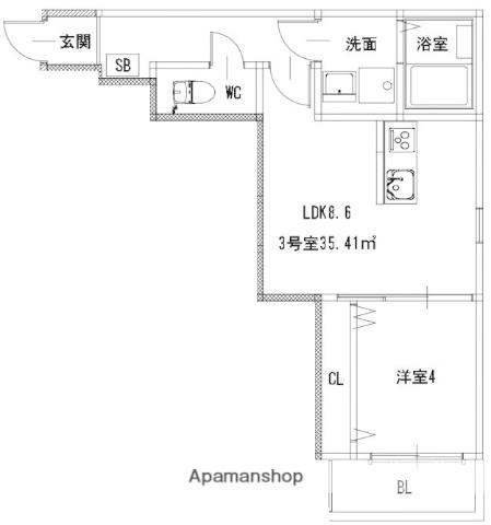 フォレスト横浜(1DK/2階)の間取り写真