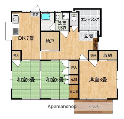 筑肥線 波多江駅 徒歩6分 1階建 築38年(3SDK)の間取り写真