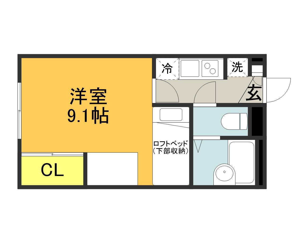 レオパレスレグルス(1K/1階)の間取り写真