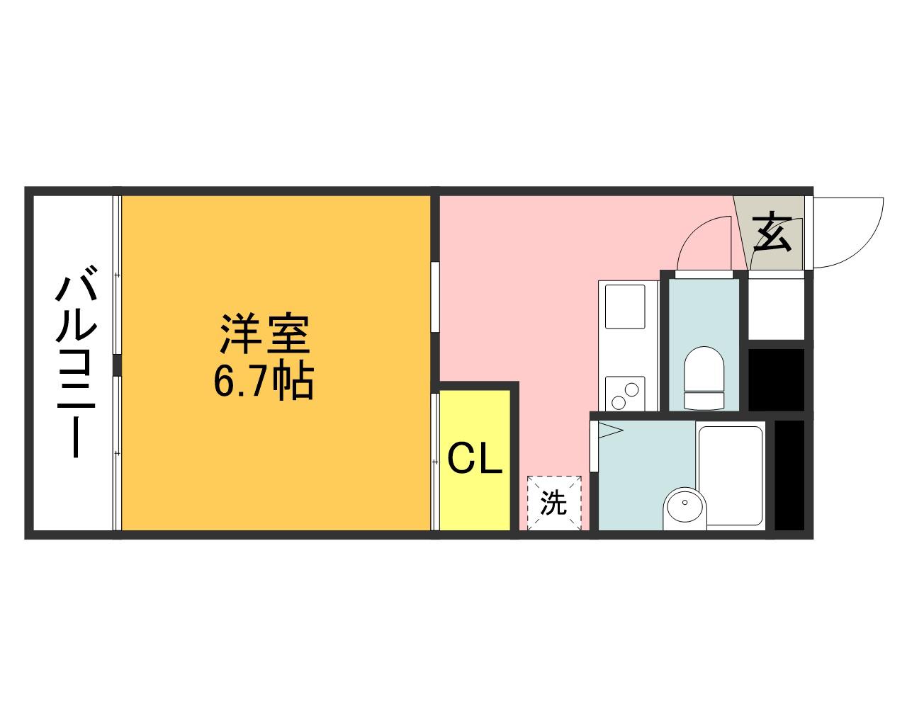 レオパレス田川(1K/1階)の間取り写真