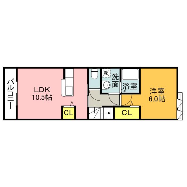 スリースター(1LDK/2階)の間取り写真
