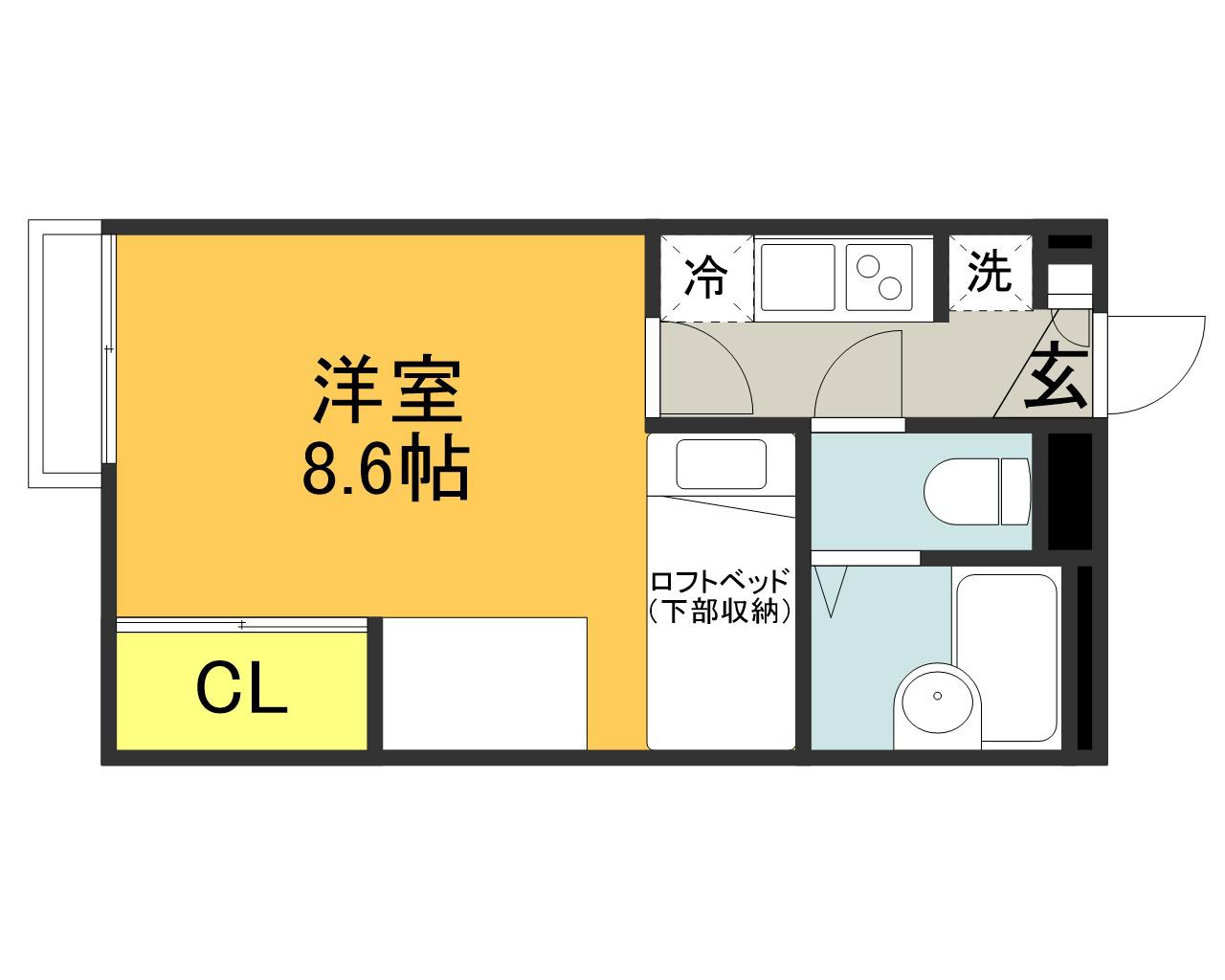レオパレス稲荷町(1K/2階)の間取り写真