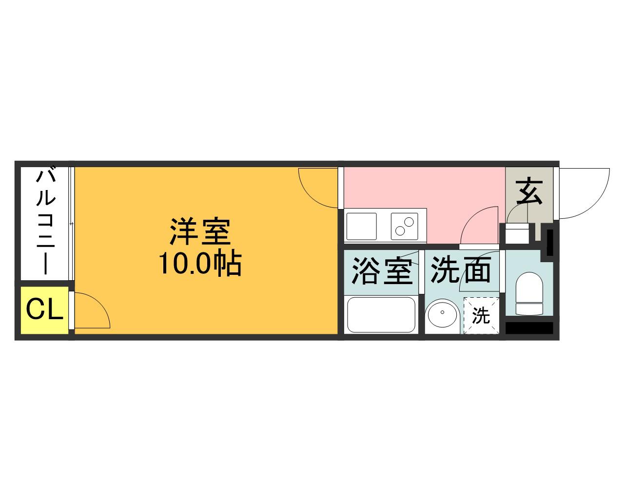 クレイノもみじⅣ(1K/2階)の間取り写真