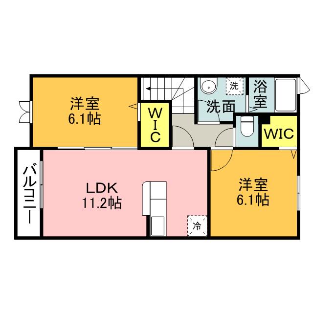 ボヌールメゾンA(2LDK/2階)の間取り写真