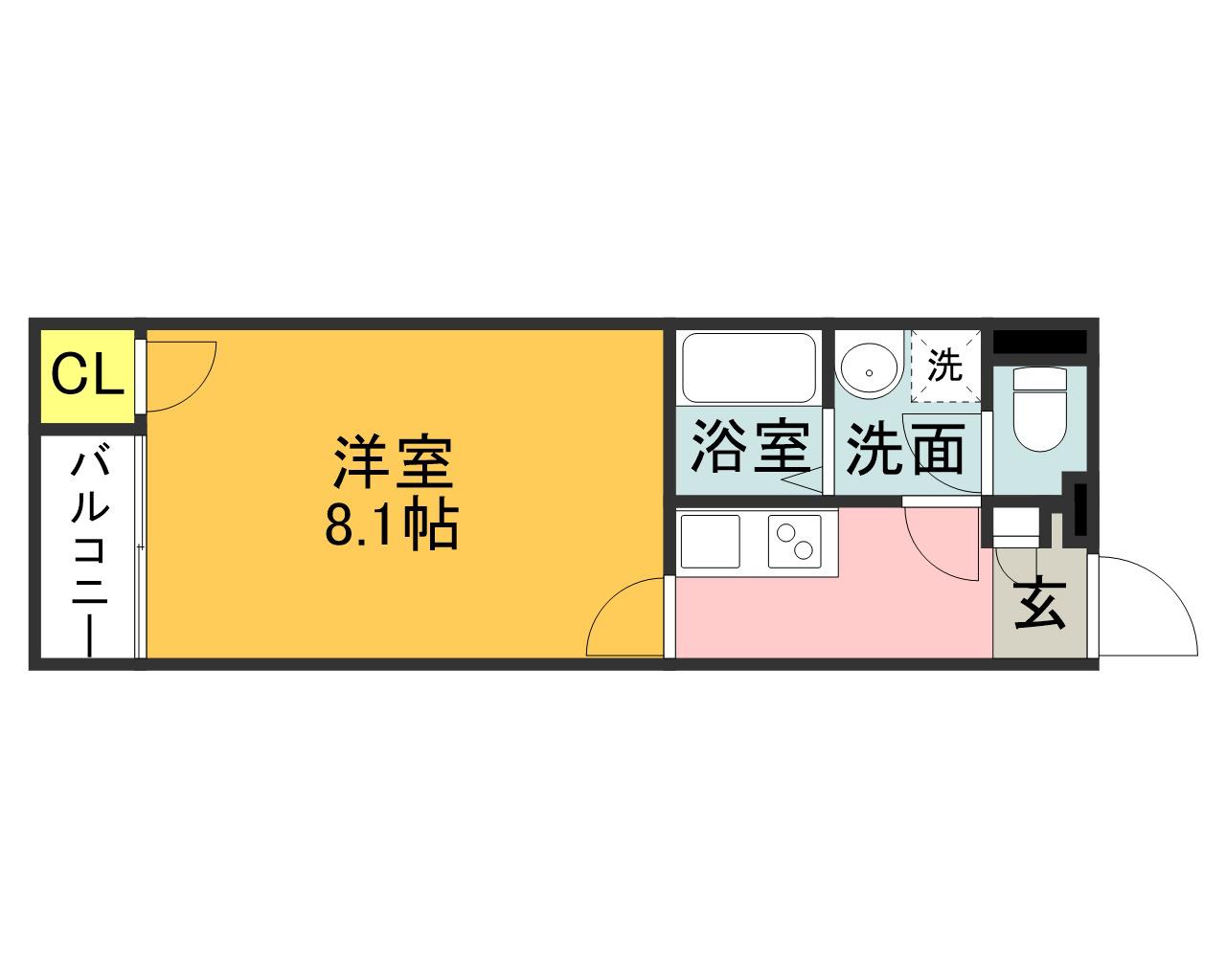 クレイノレグルスⅡ(1K/2階)の間取り写真