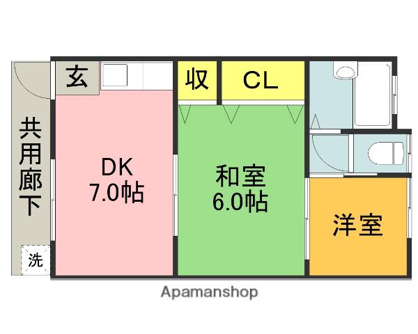 コーポ七条(2DK/2階)の間取り写真