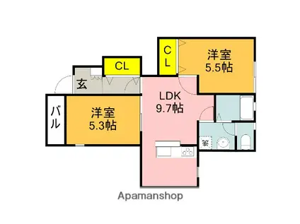MIKI HOUSE糸田(2LDK/1階)の間取り写真