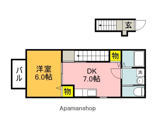 RIVER HILLS(1DK/2階)の間取り写真