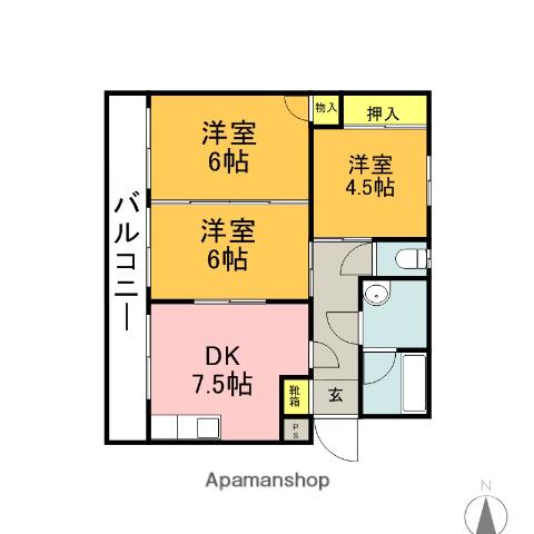 エムズコーポ(3DK/2階)の間取り写真