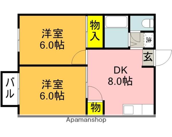 コーポKN(2DK/2階)の間取り写真