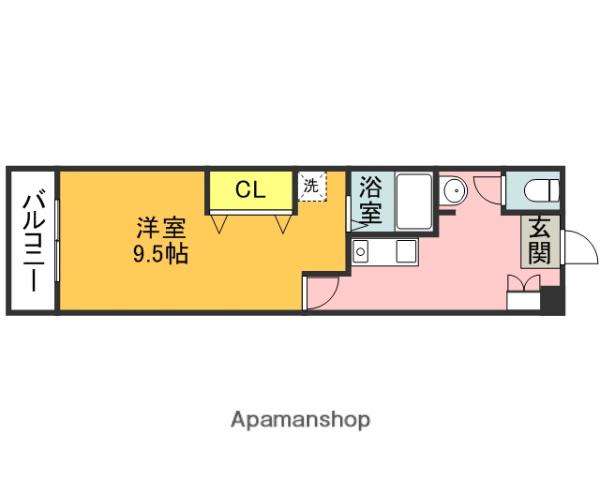 レディス・ピュア(1K/1階)の間取り写真