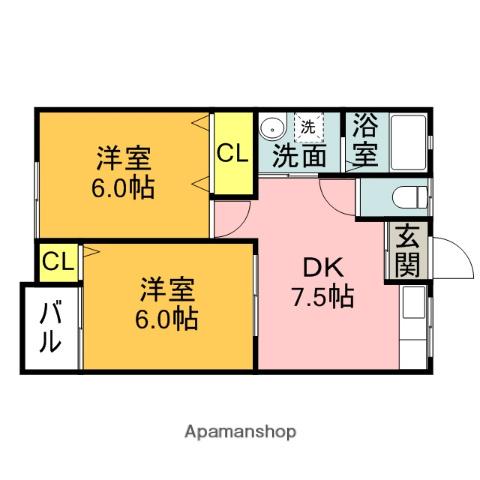 パサージュ新橋K(2DK/2階)の間取り写真