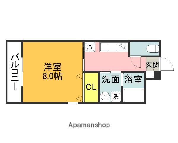 フェリス県大前(1K/3階)の間取り写真