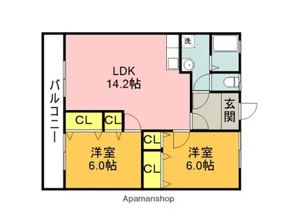 パサージュ新橋MⅡ(2LDK/2階)の間取り写真