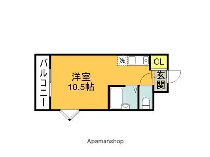 クレアトゥール46(ワンルーム/3階)の間取り写真