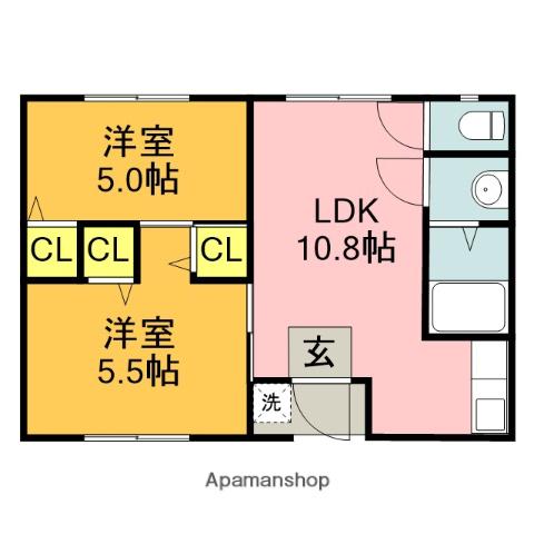 MIKIハイツⅡ(2LDK/1階)の間取り写真