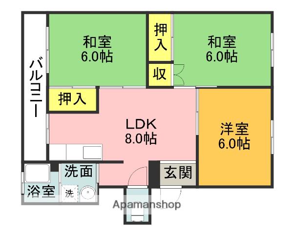 ロイヤルハイツ(3DK/2階)の間取り写真