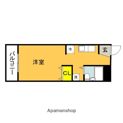 KMハイツⅡ(ワンルーム/1階)の間取り写真