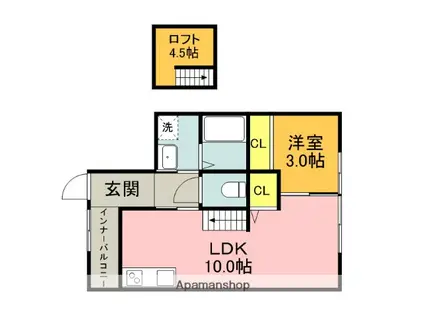 APT02(1LDK/1階)の間取り写真