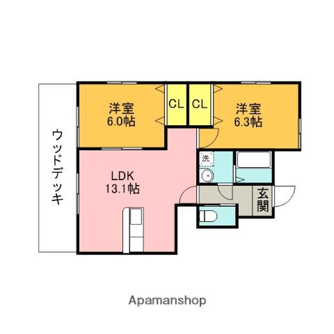 ARK PRIME C(2LDK/1階)の間取り写真