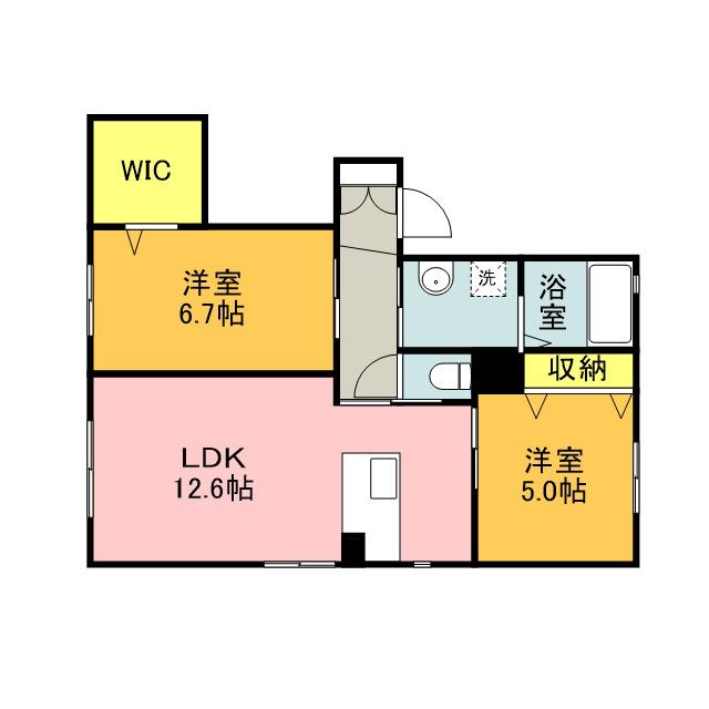 メゾンドボヌール D棟(2LDK/1階)の間取り写真