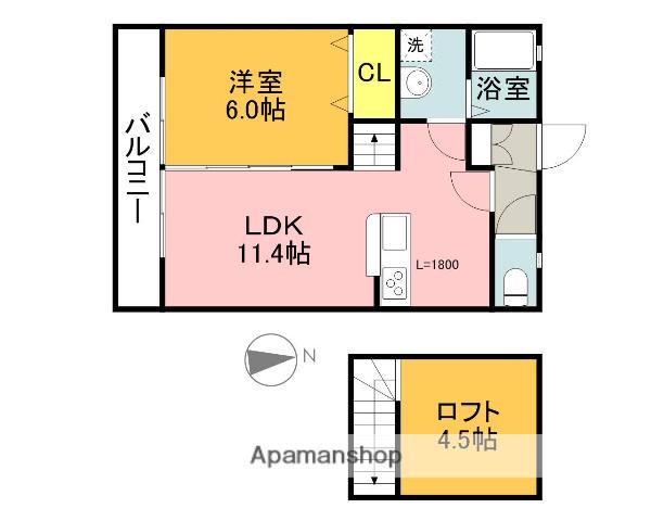 LUCIAS Ⅰ(1LDK/2階)の間取り写真