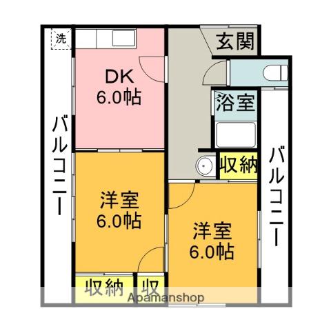 竜円アパート(2DK/2階)の間取り写真