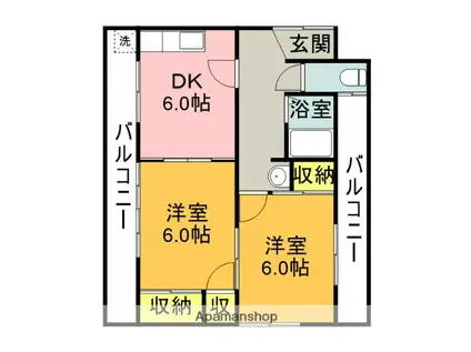 竜円アパート(2DK/2階)の間取り写真
