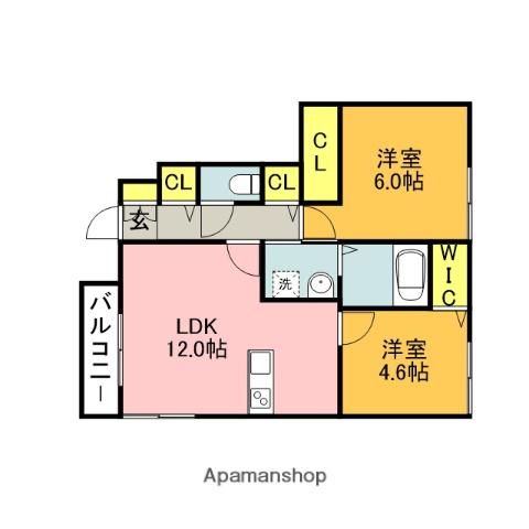 イーストブルーB(2LDK/2階)の間取り写真