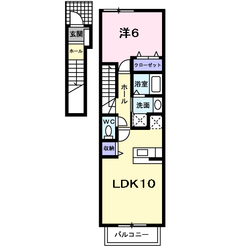 スプリング大浦(1LDK/2階)の間取り写真