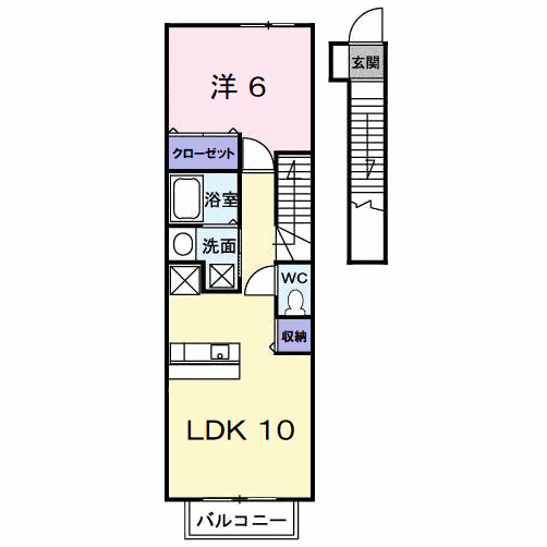 グラン デフィ B棟(1LDK/2階)の間取り写真