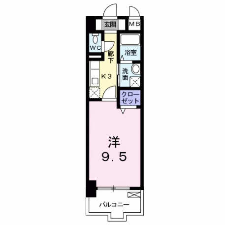エヴァーグリーンO(1K/2階)の間取り写真