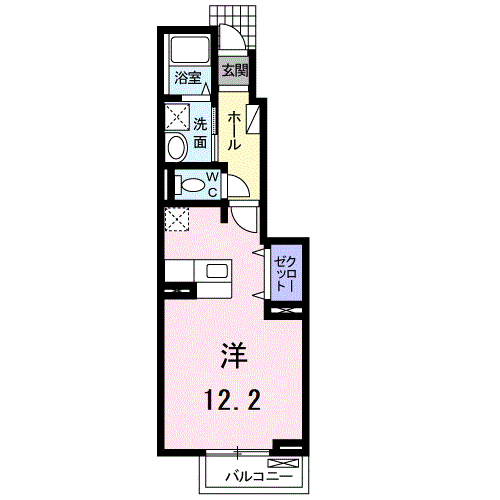 サンフレイムYABE A棟(ワンルーム/1階)の間取り写真