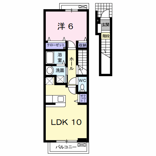 プラスパーⅡ(1LDK/2階)の間取り写真