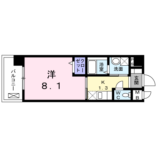 アン フレーシュ(1K/6階)の間取り写真