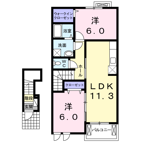 HOTARU-U(2LDK/2階)の間取り写真