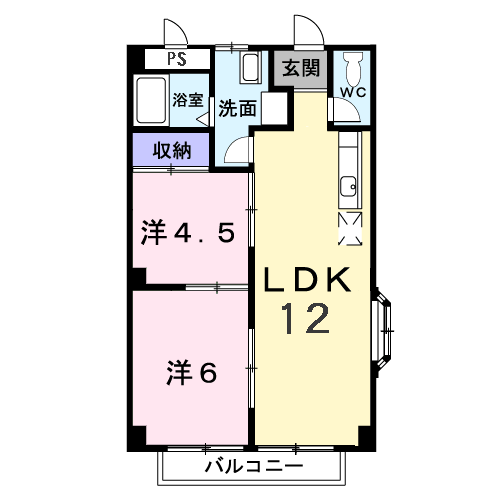 エルシャルマン(2LDK/2階)の間取り写真