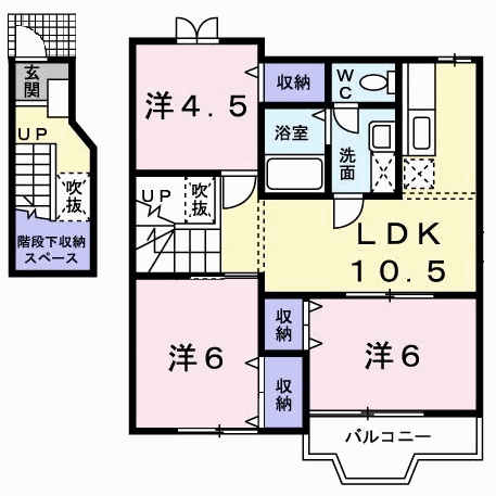 アメニティ広徳(3LDK/2階)の間取り写真