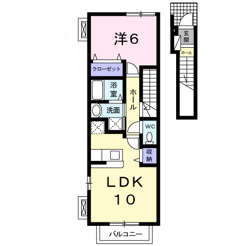 MSGARDENA棟(1LDK/2階)の間取り写真