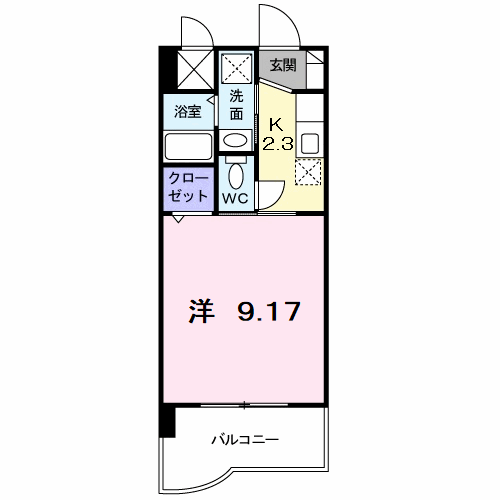 セレスタイト黒崎(1K/10階)の間取り写真