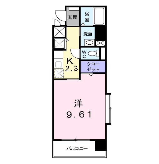 セレスタイト黒崎(1K/6階)の間取り写真